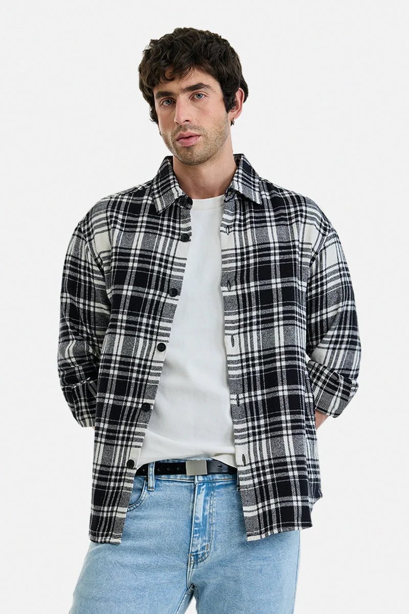 سنيتش 100% Cotton Plaid Relaxed Fit Shirt